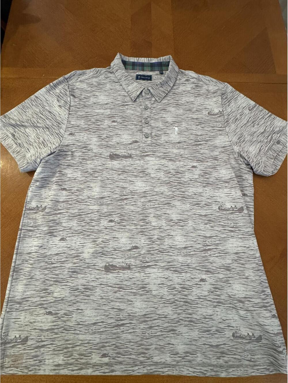 William Henry XXL Short Sleeve Polo Shirt with Fishing Design d402